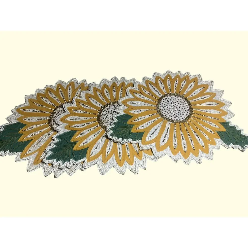 Celebrate Together Set of 3 Beaded & Sequined Sunflower Place Mats 16
